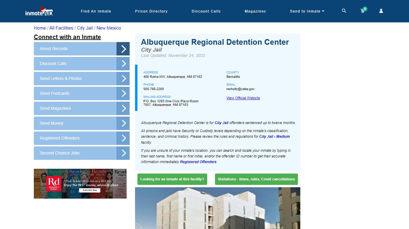 Albuquerque Regional Detention Center | Inmate Locator