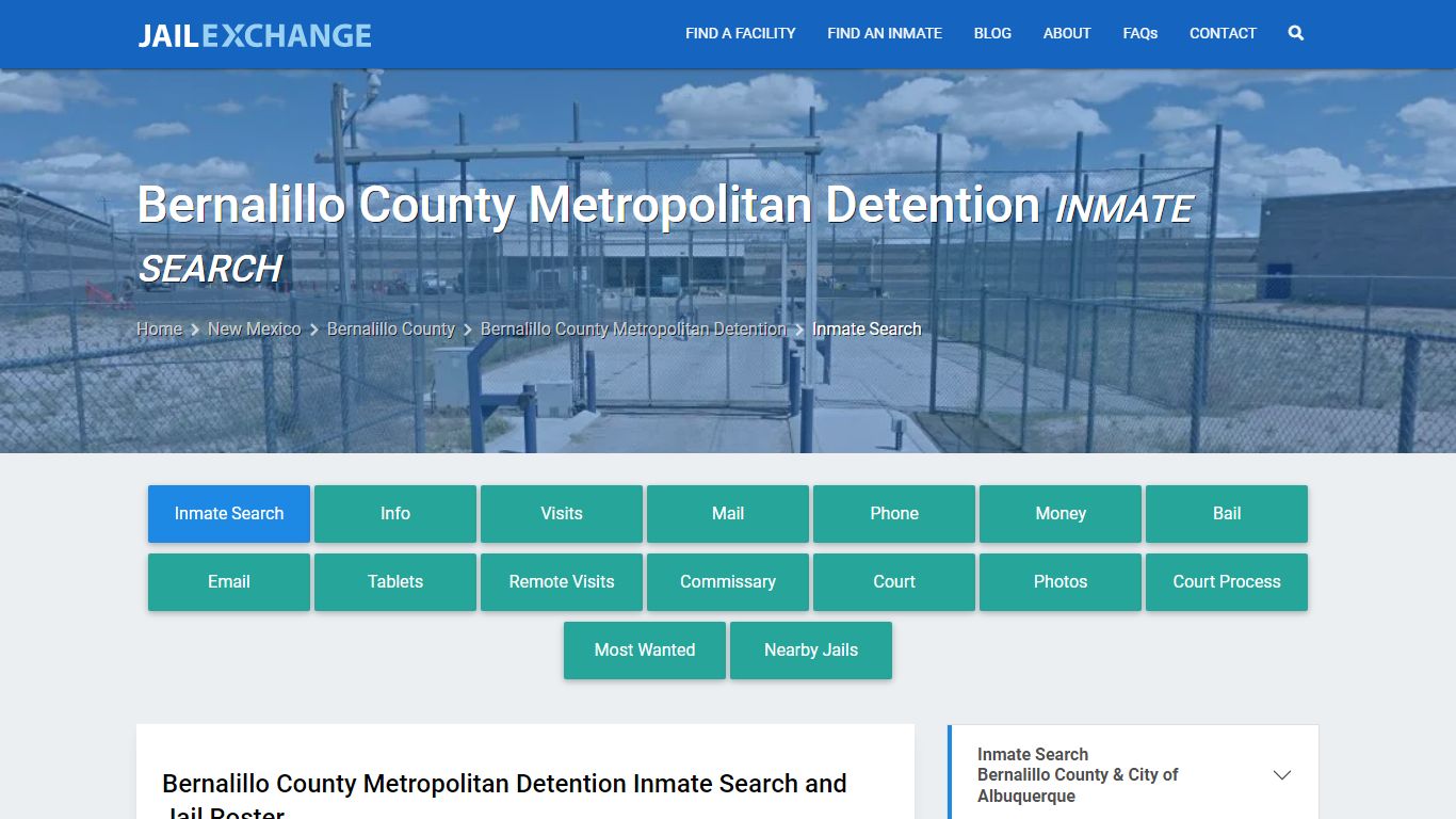Bernalillo County Metropolitan Detention Inmate Search